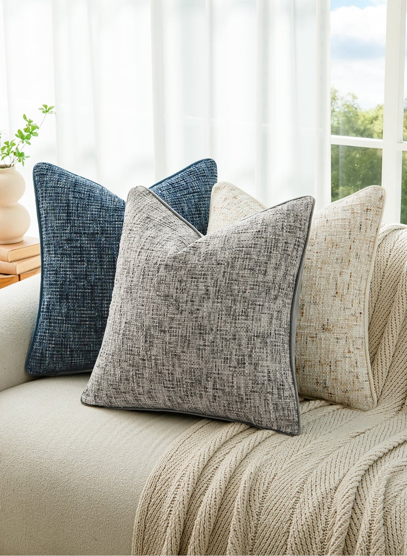 a moment Grey Reversible Pillow Covers 2 Pack - Farhouse Chenille Throw Pillows, Neutral Textured Decorative Throw Pillow Covers with Border for Couch Sofa Bed (45x45 CM, No Insert) - Image 4